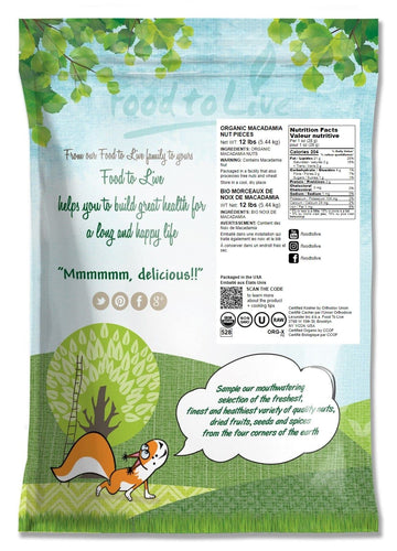 Food To Live Organic Macadamia Nut Halves & Pieces, 12 Pounds – Non-Gmo, Raw, Shelled, Unsalted, Kosher, Vegan, Bulk. Keto Snack. Source Of Healthy Fats. Topping For Salad, Yogurt, Cereal, Dessert.