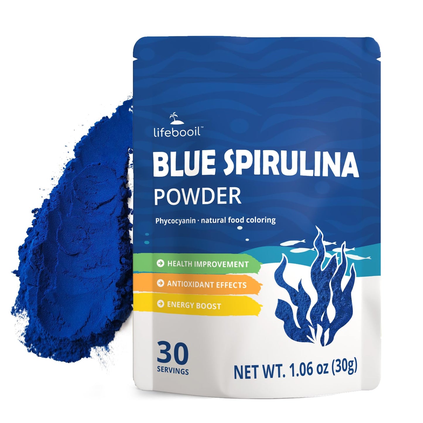 Blue Spirulina Powder, 100% Natural Pure Phycocyanin Extract from Blue-Green Algae, Vegan, Gluten-Free, Non-GMO, Food Coloring f