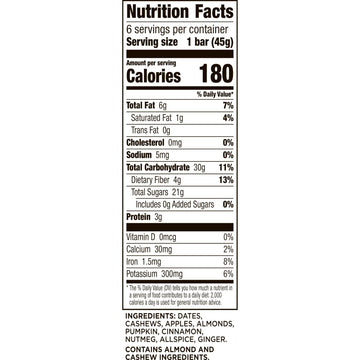 Larabar Limited Edition Pumpkin Pie, Gluten Free Vegan Fruit & Nut Bars, 6 Bars, 9.6 Oz Box