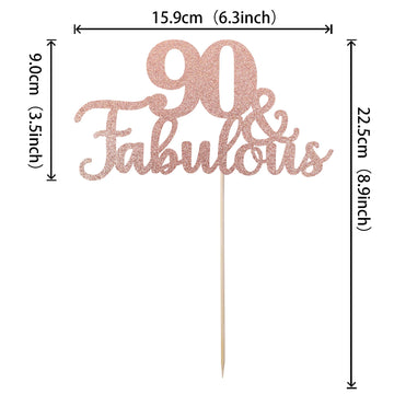 1 Pcs 90 & Fabulous Cake Topper Glitter Ninety And Fabulous Cake Toppers Happy 90Th Birthday Cake Pick For 90Th Wedding Annivers