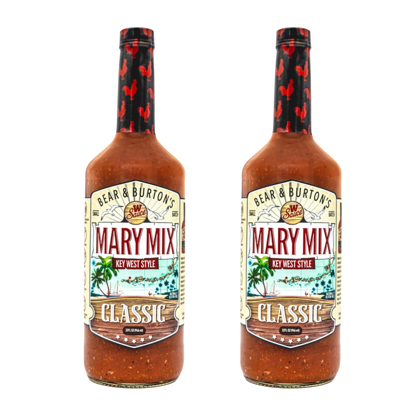 Old Florida Sauce Co. Bloody Mary Mix - Key West Style, Ready to Serve, Pack of 2, 32 Fl Oz