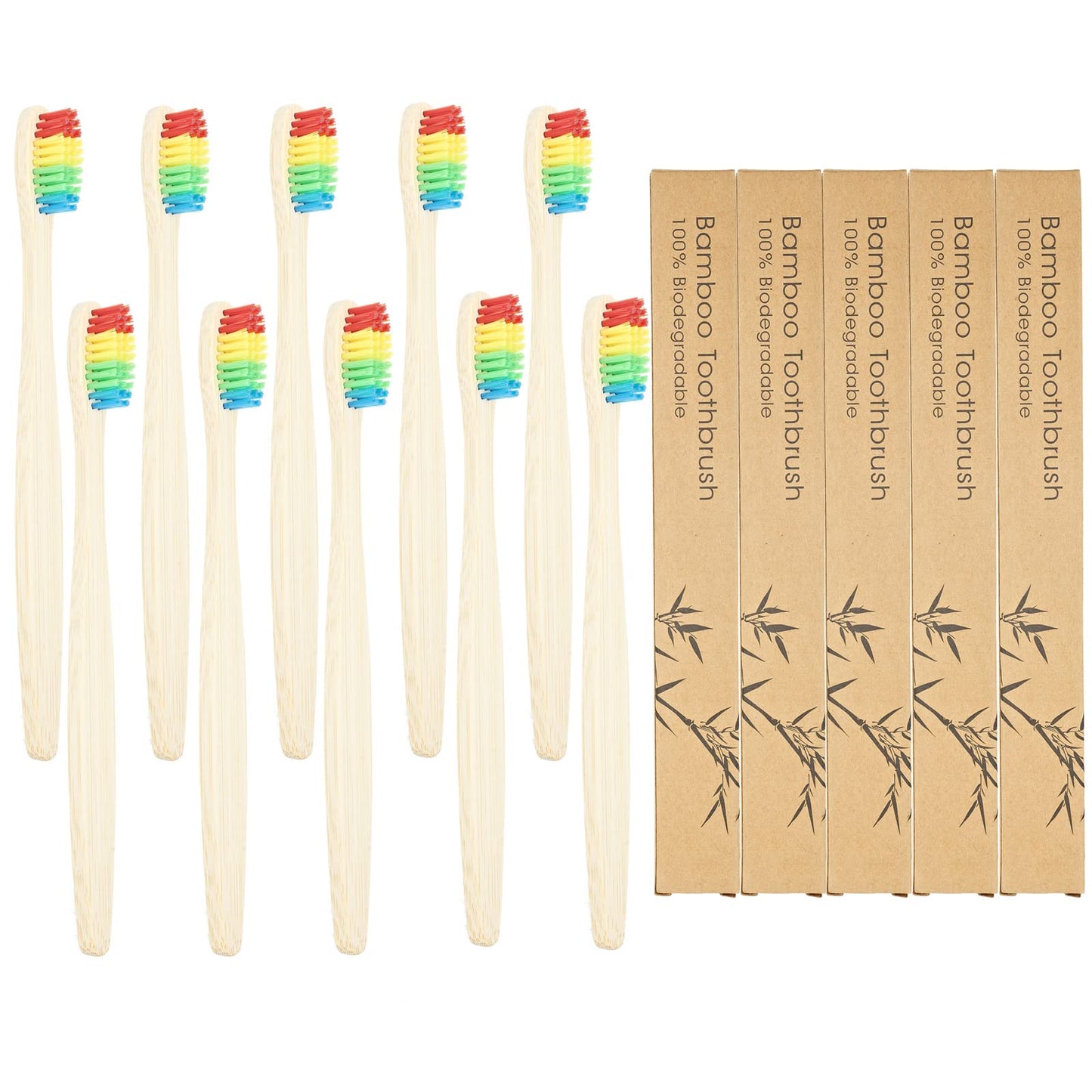 Sevenhead 10 Pcs Bamboo Toothbrushes Soft Bristles Wooden Toothbrushes For Adult, Natural Biodegradable Bpa Free Eco Friendly To