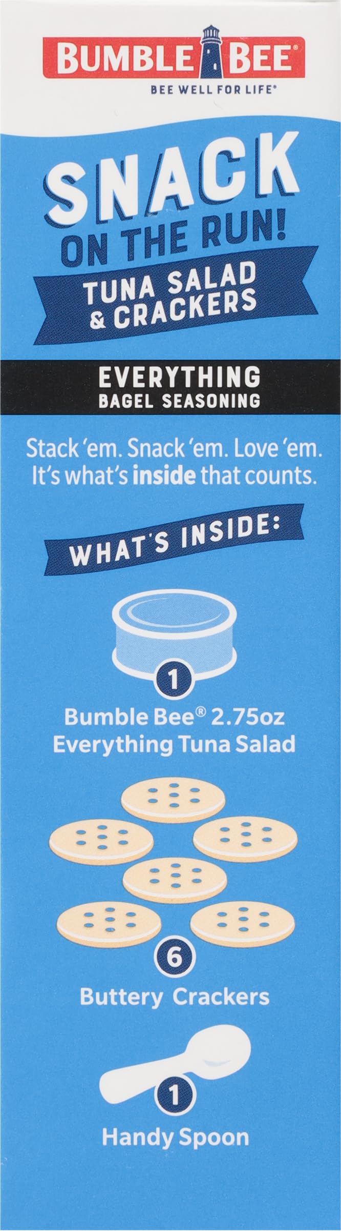 Bumble Bee Snack On The Run Everything Bagel Seasoning Tuna Salad With Crackers Kit, 3.35 Oz - Ready To Eat, Spoon Included - Wild Caught Tuna - Shelf Stable & Convenient Protein Snack