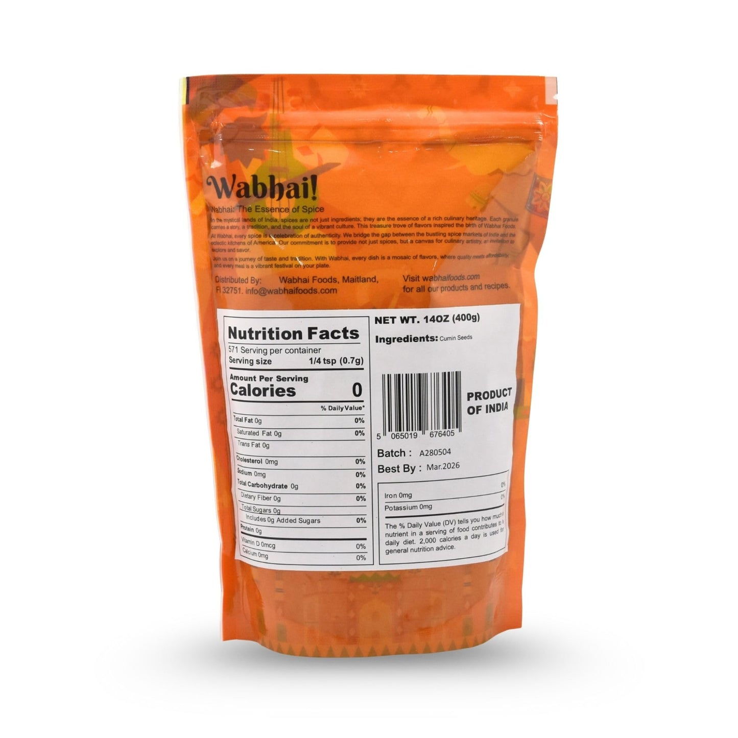 Wabhai! Ground Cumin Powder, All Natural, Premium Quality, 14oz (400g)
