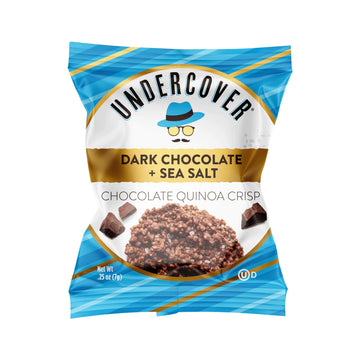 Undercover Chocolate Quinoa Crisps - Dark Chocolate & Sea Salt, 70 Individually Wrapped, Gluten-Free, Nut-Free, Plant-Based, 0.25 oz