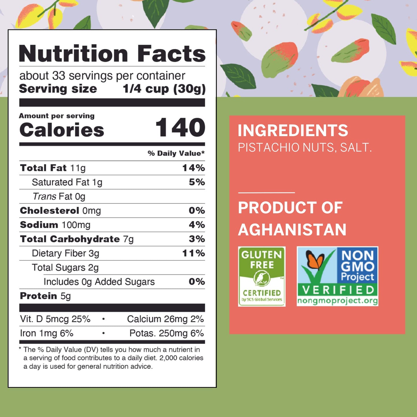 Ziba Foods Wild-Grown Baby Pistachio Kernels | Non-Gmo, Vegan, Gluten Free Snack, Nuts | Wild Grown, Dry Roasted & Salted | Heal