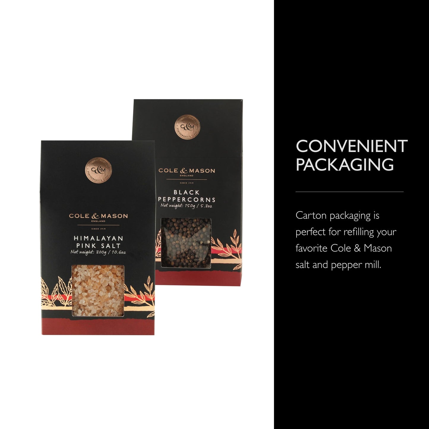 Cole & Mason Gourmet Spice Refill Box - Pairs Well with Chicken, Beef, Pork & More - Peppercorn Refill for Salt & Pepper Mill Gr