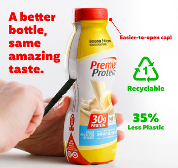 Premier Protein Shake, Bananas & Cream, 30g Protein, 1g Sugar, 24 Vitamins & Minerals, Nutrients to Support Immune Health, 12 Pa