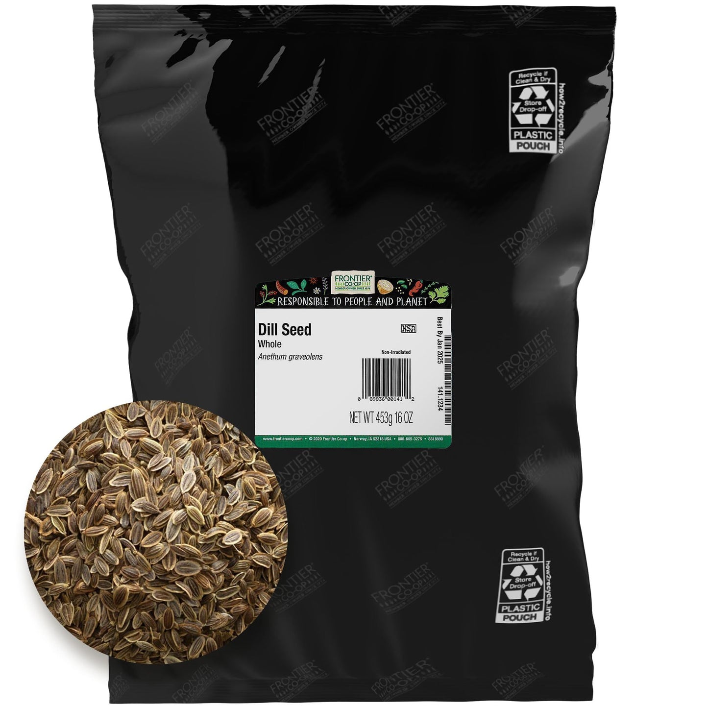 Frontier Co-op Whole Dill Seed, 1-pound Bulk Bag, Great for Pickling and Canning, Non Irradiated, Kosher