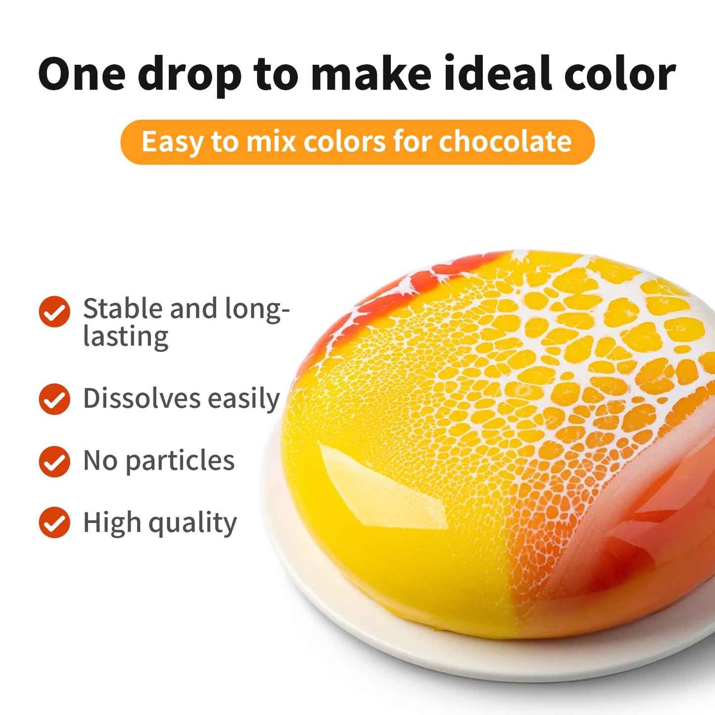 PAVADOR Oil Based Food Coloring Set, 8 Colors, Food Grade Edible Dye, 0.25 Fl Oz per Bottle, Gluten Free, Flavorless