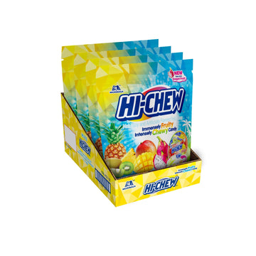 Hi-Chew Tropical Mix, Bulk 3 Pound, 4 Stand Up Pouches, 12.7Oz Each | Kiwi Pineapple Mango Dragon Fruit | Unique Fun Soft & Chewy Taffy Candy | Immensely Juicy Fruit Flavors | Individually Wrapped
