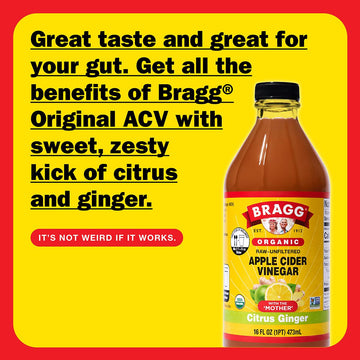 Bragg Organic Apple Cider Vinegar Citrus Ginger Blend - 16 Fl Oz - Raw and Unfiltered