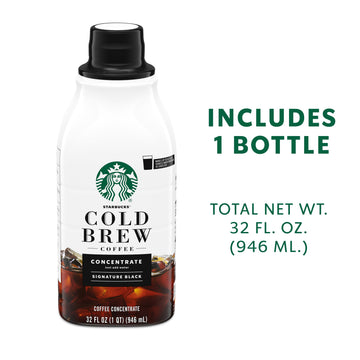 Starbucks Cold Brew Coffee Concentrate, Signature Black, 100% Arabica, Multi-Serve Bottle (32 Fl Oz)