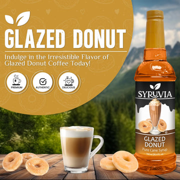 Syruvia Glazed Donut Coffee Syrup - 25.4 Fl Oz Premium Coffee Flavoring Syrup - Kosher Coffee Syrups, Gluten Free, No Coloring,