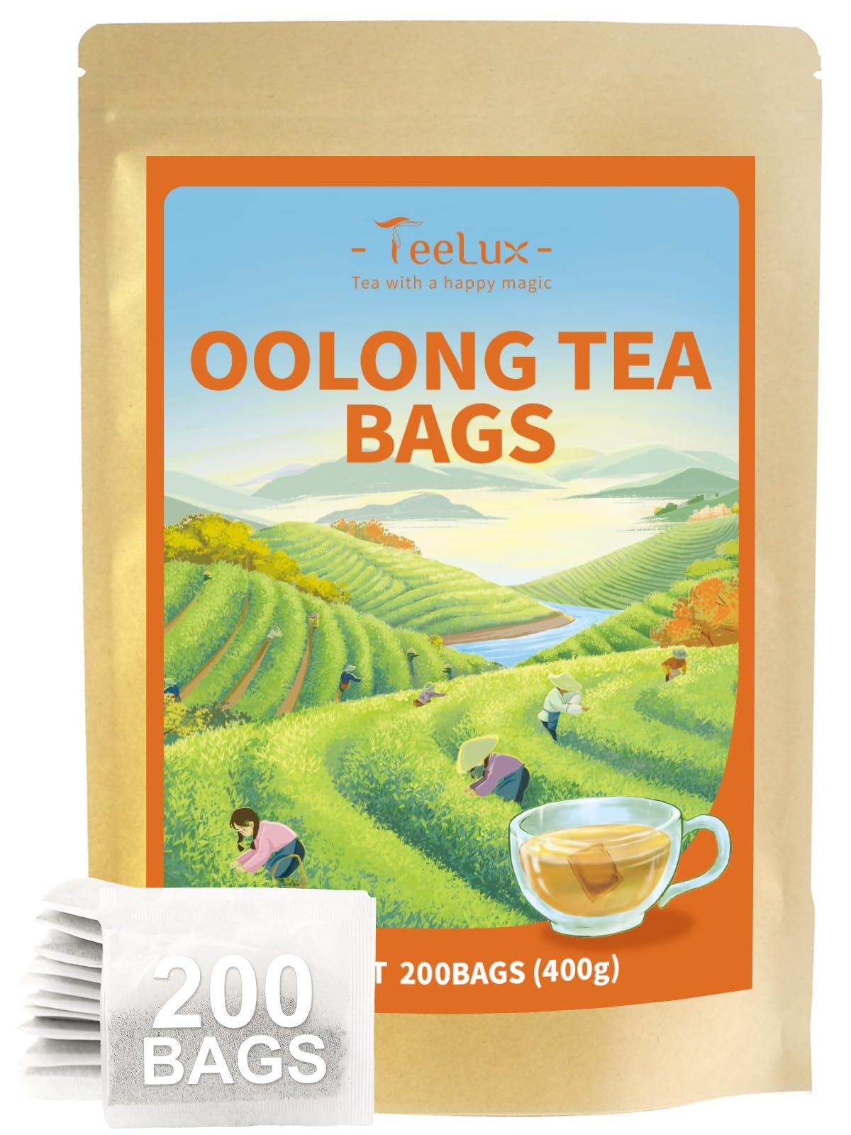 Teelux Oolong Tea Bags Caffeinated Oolong Tea Smooth Taste & Floral Aroma Enjoy Hot Or Iced 200 Count