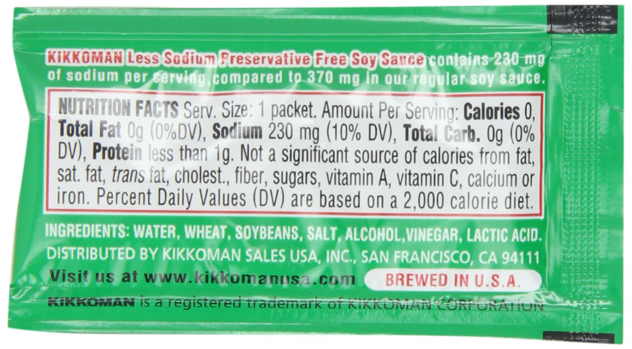 Kikkoman Less Sodium Soy Sauce Packets, 0.2 Fl Oz (Pack Of 200)