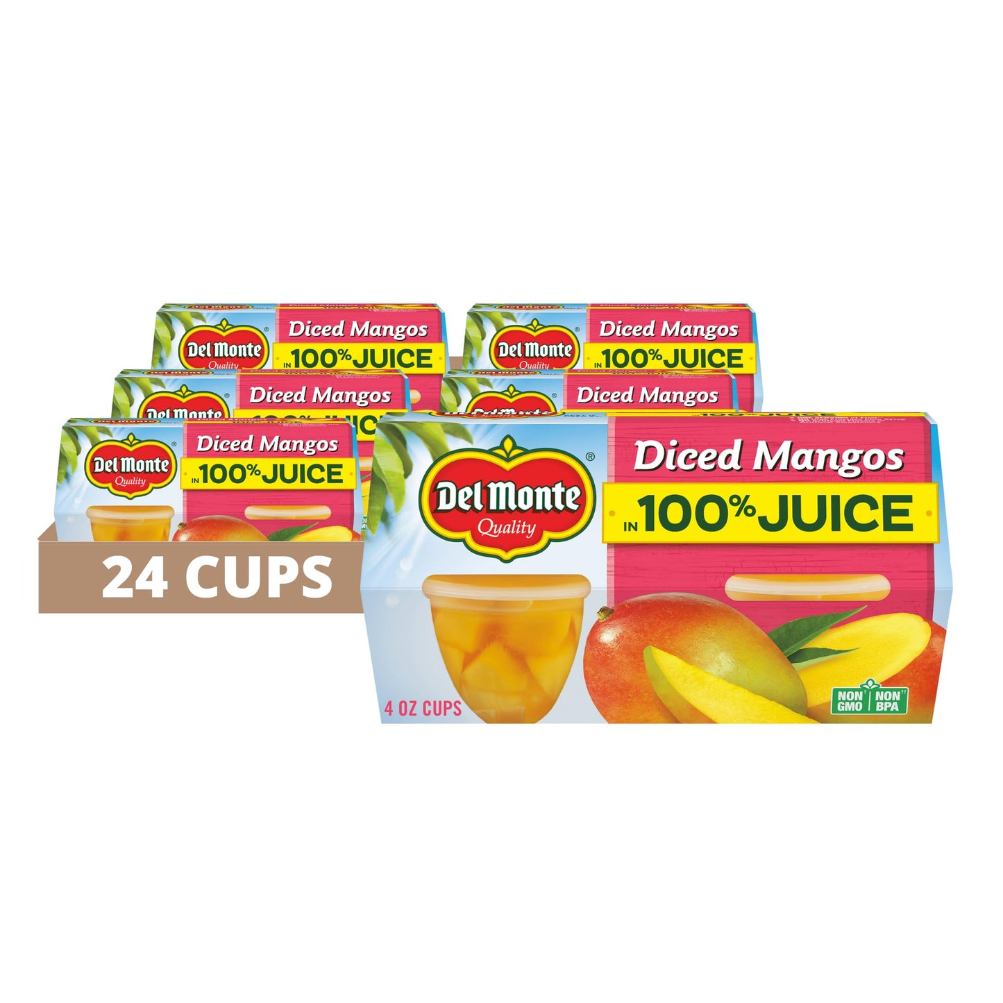 Del Monte Diced Mangoes Fruit Cups, 4.4 Ounce (Pack of 24)
