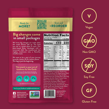 Moku Plant-Based Mushroom Jerky, Korean Bbq (3 Pack) Vegan Beef Jerky, Gluten Free, Soy-Free, Non-Gmo Vegan Snacks, Vegan Meat N