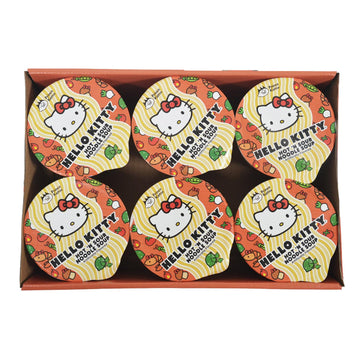 Hello Kitty Instant Ramen Noodle Cup | 6 Pack | Hot And Sour Flavor | Premium Microwaveable Ramen Soup Mix, Asian Snacks
