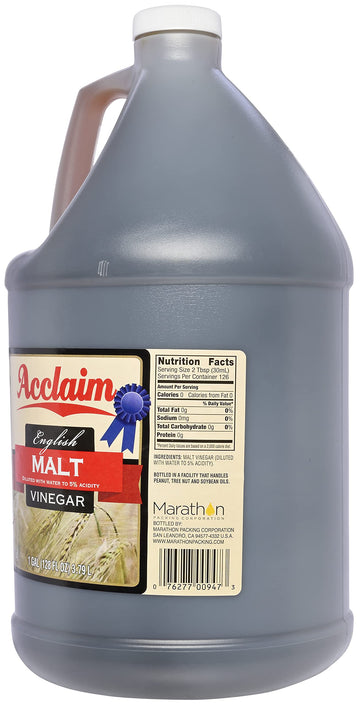 Acclaim English Malt Vinegar, All Natural, 128 Ounces (1 Gallon) - 5% Acidity