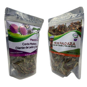 Combo Palo Azul And Cardo Mariano, Quiere Te, 5.3 Oz (150 Grams), Up To 200 Cups, Milk Thistle And Kidneywood, Resealable Bag, P