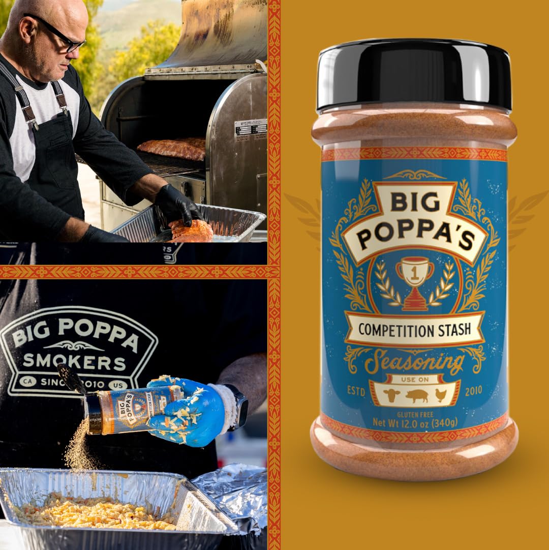 Big Poppa Smokers Competition Stash Seasoning, Gluten Free Spice Mix, 12 Oz