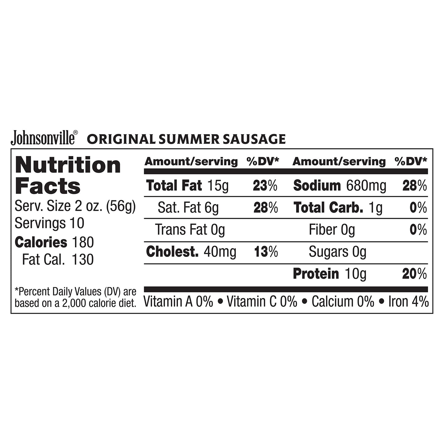 Johnsonville Original Summer Sausages, Good Source of Protein, 20 oz. Pack