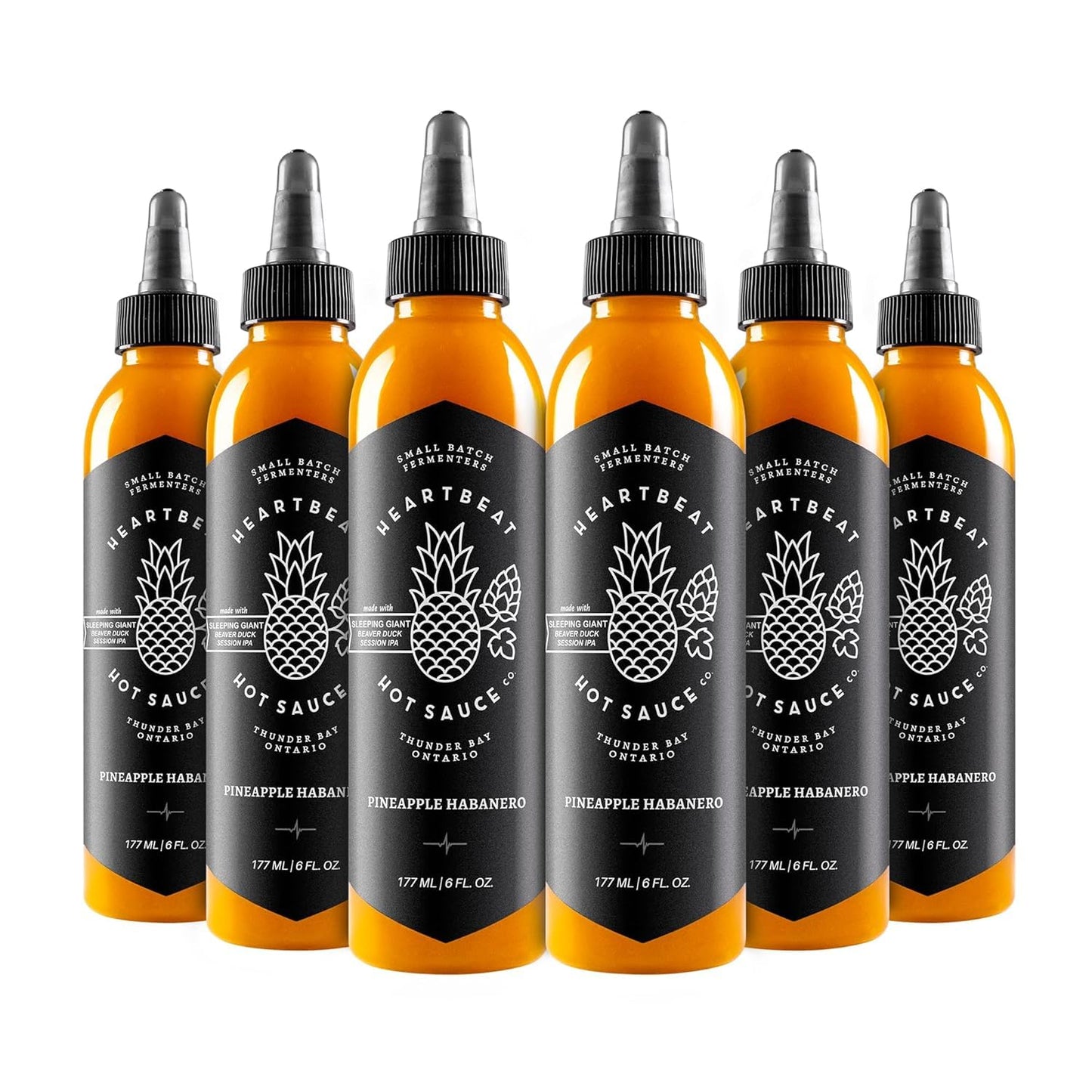 HEARTBEAT HOT SAUCE CO. Pineapple Habanero Hot Sauce Pack of 6, 6 oz.
