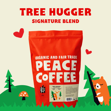 Peace Coffee Tree Hugger Signature Blend | 5 Lb Ground Dark Roast | Organic Fair Trade | Soft, Smooth Flavor | Shade Grown, Fres