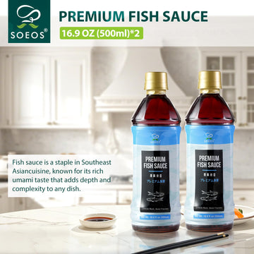 Soeos Fish Sauce, 16.9 Fl Oz (500Ml), 2 Pack, Savory Flavor, Premium Fish Sauce For Cooking, Crafted For Dressings And Marinades
