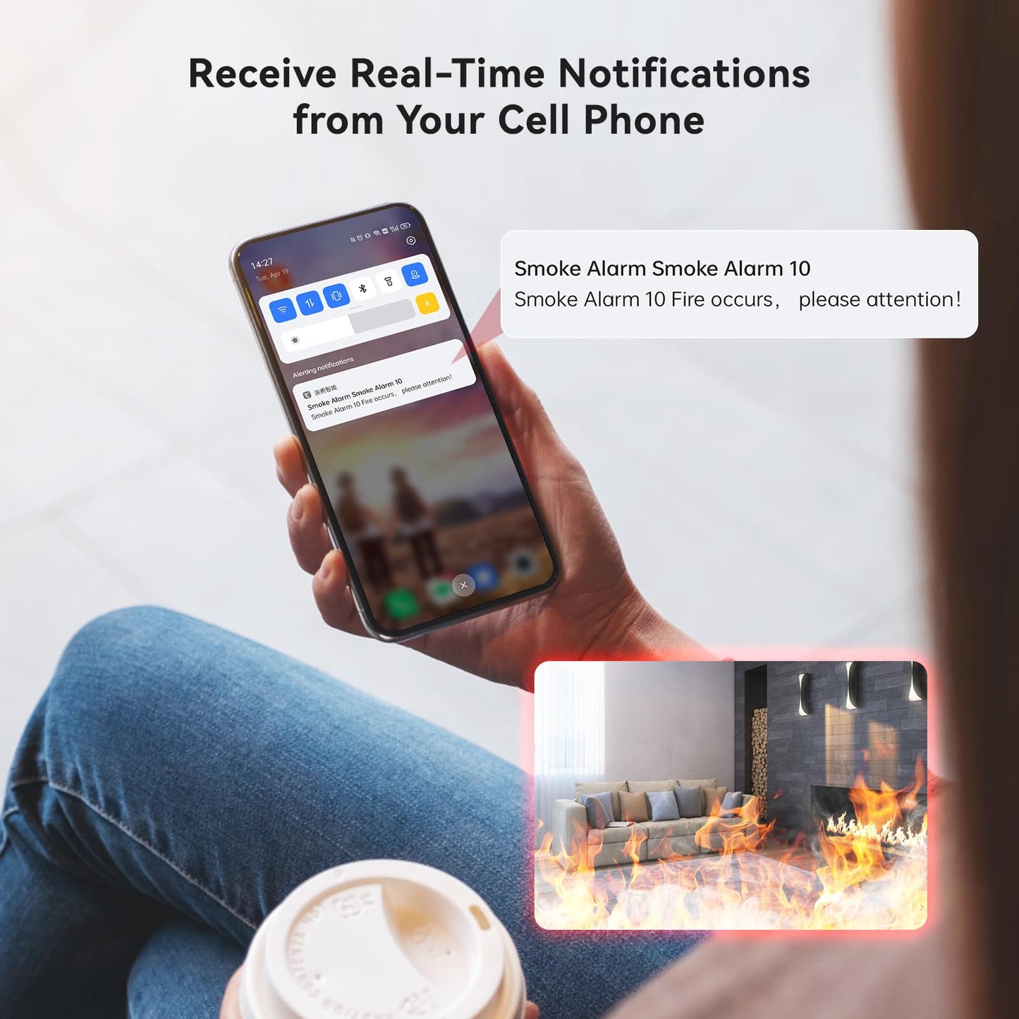 Siterlink Smart Smoke And Carbon Monoxide Detector Combo With Digital Display, 2 In 1 Wifi Fire And Co Alarm Detector, Replaceab