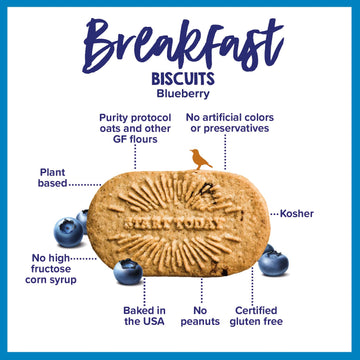 Goodie Girl Blueberry Breakfast Biscuits | Gluten Free | Plant Based | 16 Packs (1.66 oz each)
