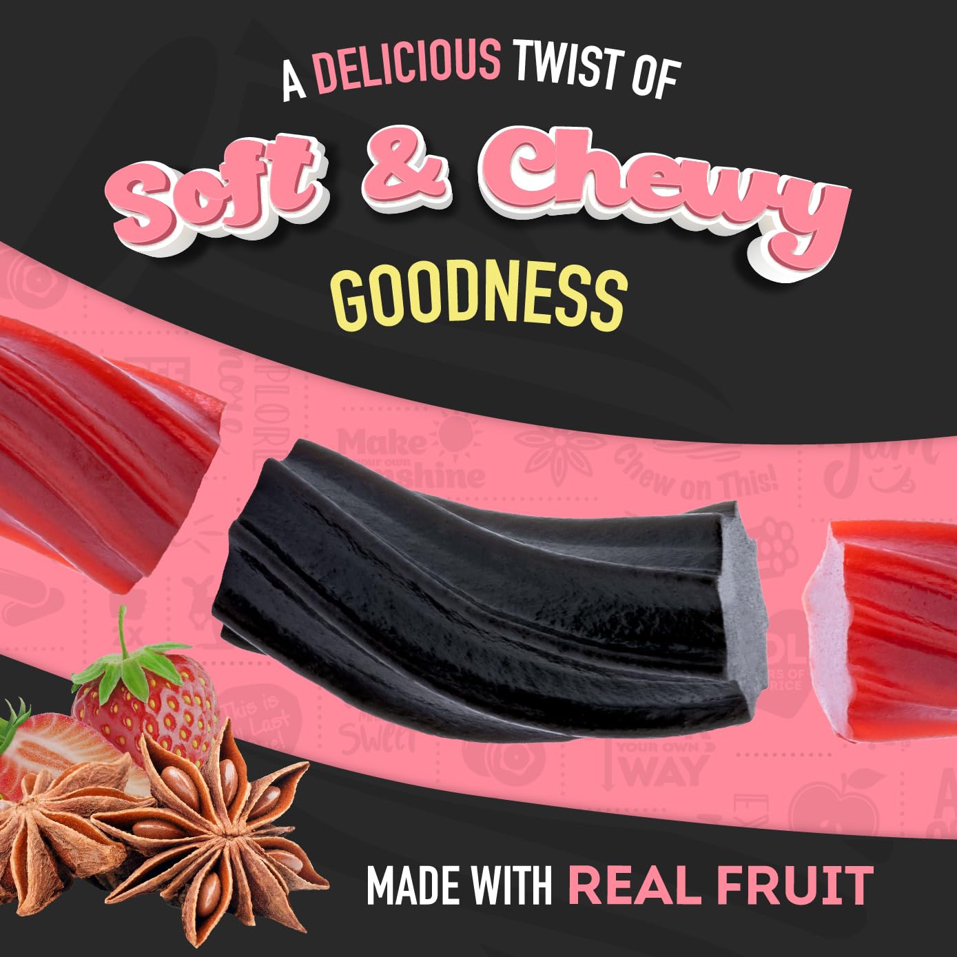 Wiley Wallaby Licorice 10 Ounce Variety Pack - Red And Black Classic Gourmet Soft & Chewy Australian Licorice Candy - Pack Of 6