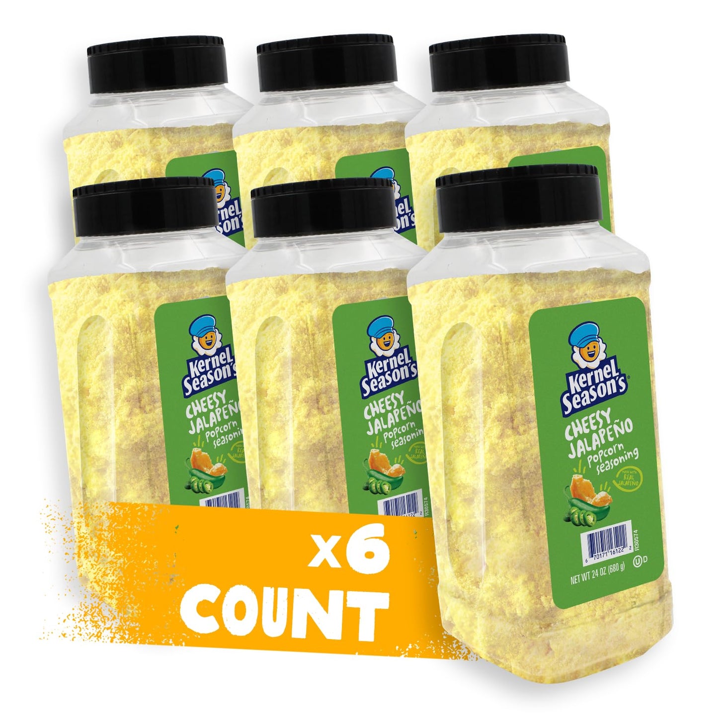Kernel Seasons Popcorn Seasoning, Cheesy Jalapeno Flavor, 24 Oz, Pack of 6