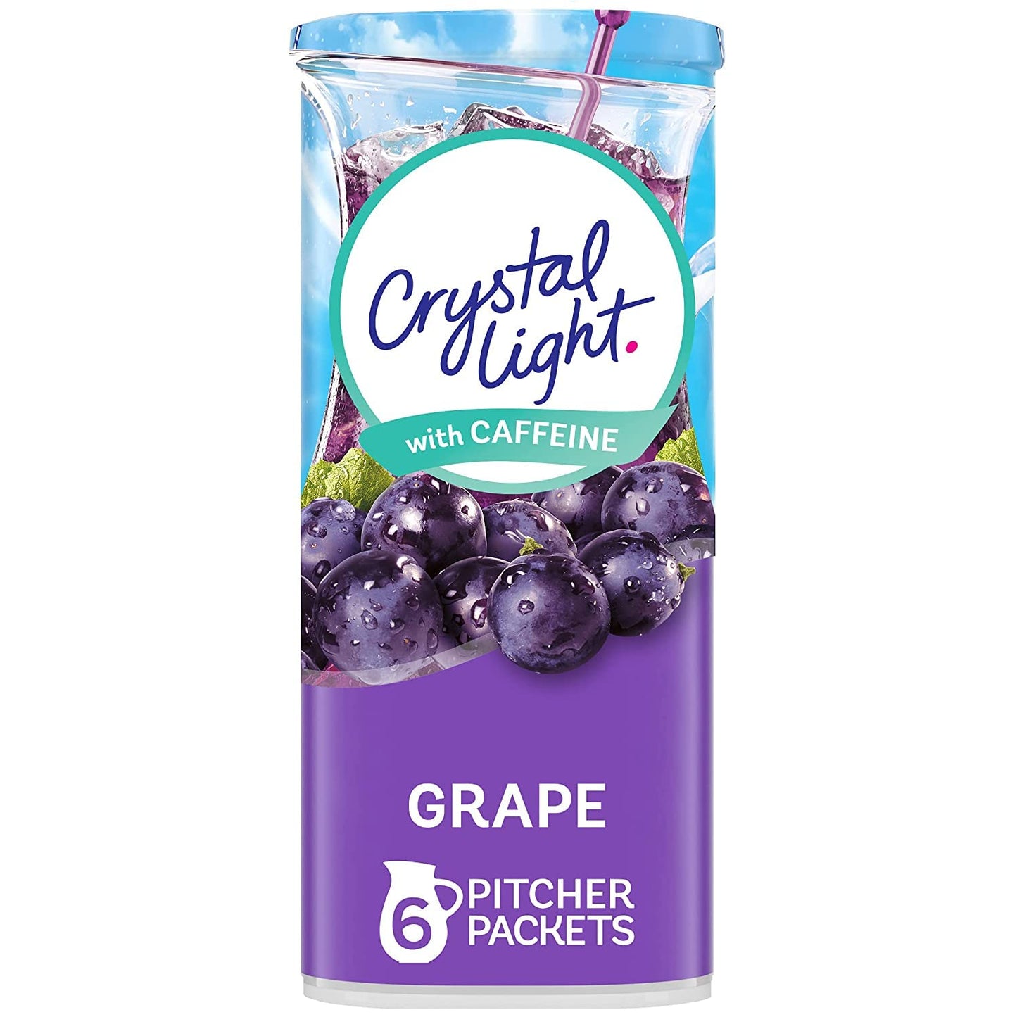 Crystal Light Sugar-Free Energy Drink Mix, Grape Flavor, 6 Count Pitcher Packets
