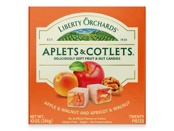 Liberty Orchards, Original Aplets & Cotlets - Gourmet Chewy Snack in Gift Box, Vegan Turkish Delight Candy 10 Oz.