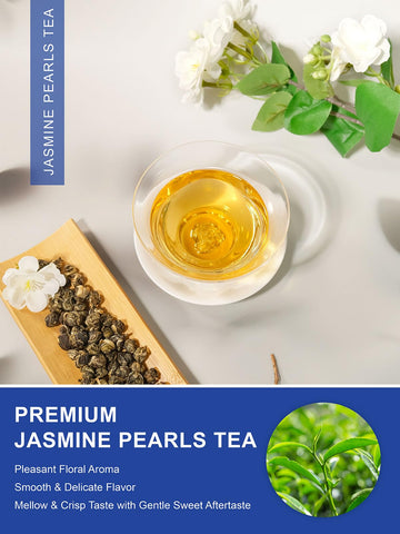 TeeLux Jasmine Pearls Green Tea, Handrolled Loose Leaf, 4 Ounce