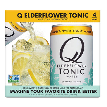 Q Tonic, Tonic Water, Elderflower, 75 Oz cans (Pack of 4)