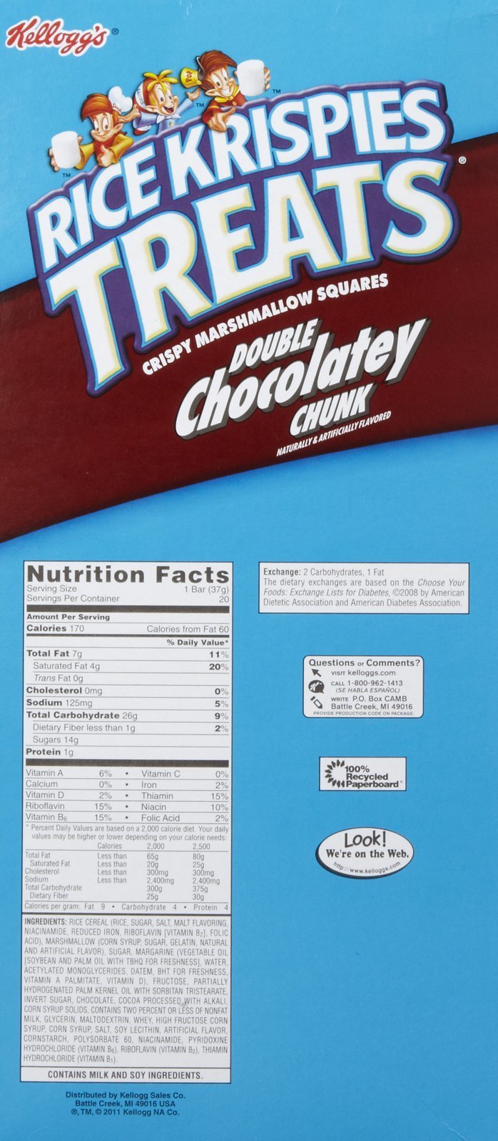 Kellogg's Rice Krispies Treats Double Chocolatey Chunk Bars, 20 ct, 1.3 oz - Delicious Chocolatey Snack Bars