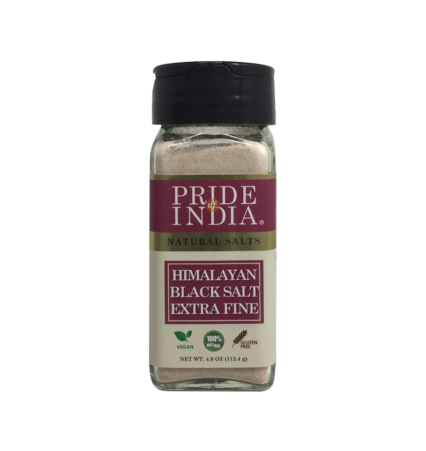 Pride Of India Himalayan Black Rock Salt, Extra-Fine Grind, 4 oz, 113.4g, 84+ Minerals