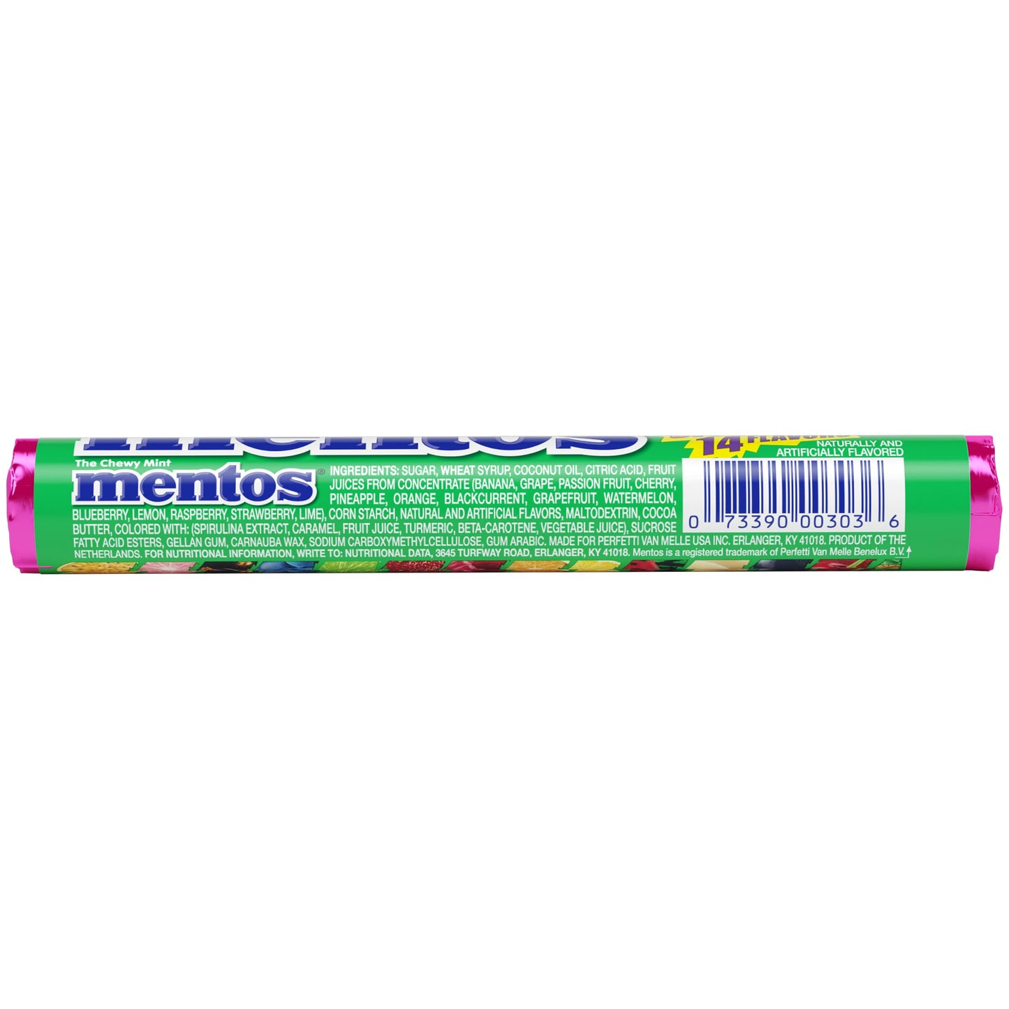Mentos Chewy Mint Candy Roll, Holiday Candy for Christmas Stocking Stuffers for Adults & Kids Discovery, 14 Assorted Fruit Flavo