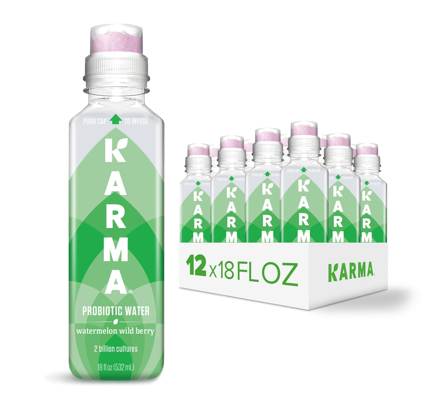 Karma Probiotic Water - 12 Pack, Watermelon Wild Berry Drink - Immune & Gut Health Support