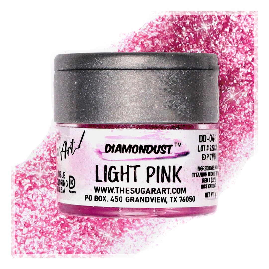 Light Pink Edible Glitter for Drinks, Cocktails, Cake Decorating, Strawberries, Chocolates & More | No Taste | 4g | 100% Food-Sa