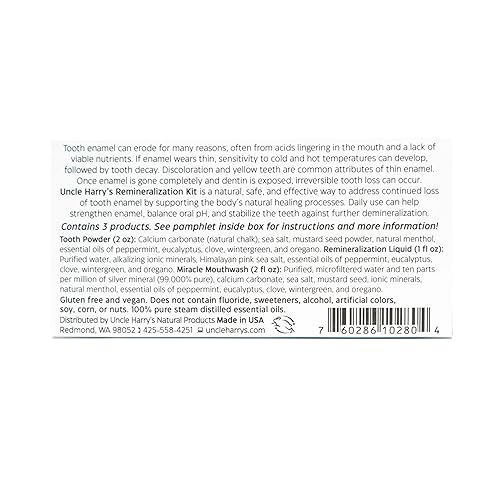 Uncle Harry'S Natural Remineralization Kit For Tooth Enamel & Mineral - 3 Products Strengthen Weak Enamel & Correct Oral Care Is