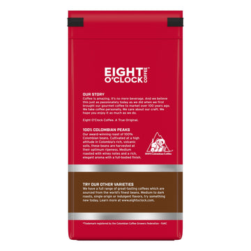 Eight OClock Coffee 100% Colombian Whole Bean Coffee, Medium Roast, 11 Ounce (Pack of 6)