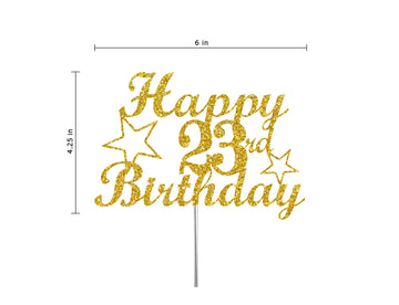 RokAPary 23 Birthday Cake Topper, Gold Glitter, Premium Acrylic, Sturdy Double-Sided, Model RCT217