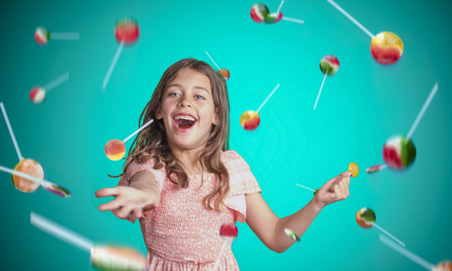 Bulk Flat Lollipops Individually Wrapped Candy - 10 lb. Assorted Flavors of Mixed Fruit Suckers - Party Favors for Kids - Bulk F