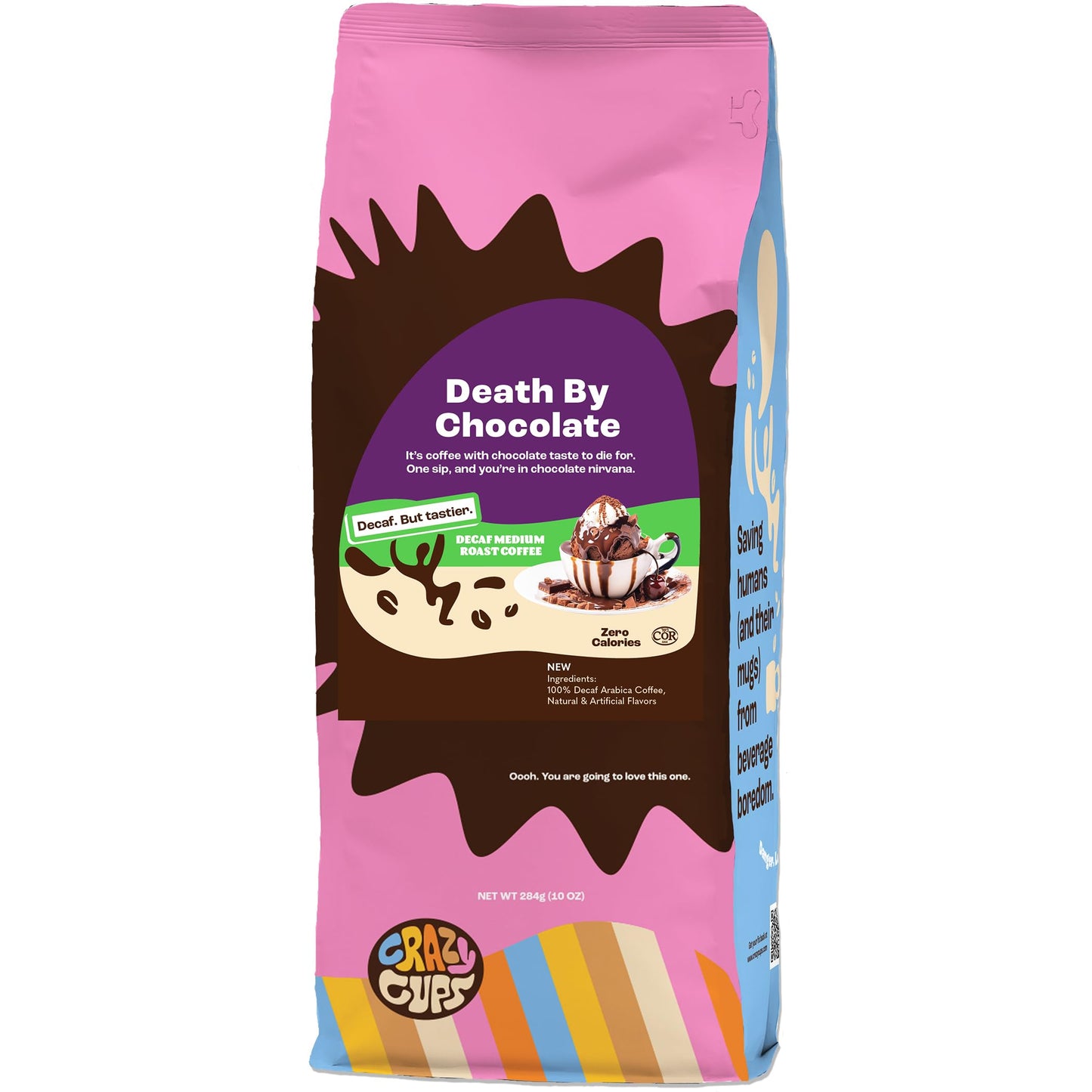 Crazy Cups Flavored Ground Decaf Chocolate Coffee In 10 Oz Bag For Brewing Flavored Hot Or Iced Coffee