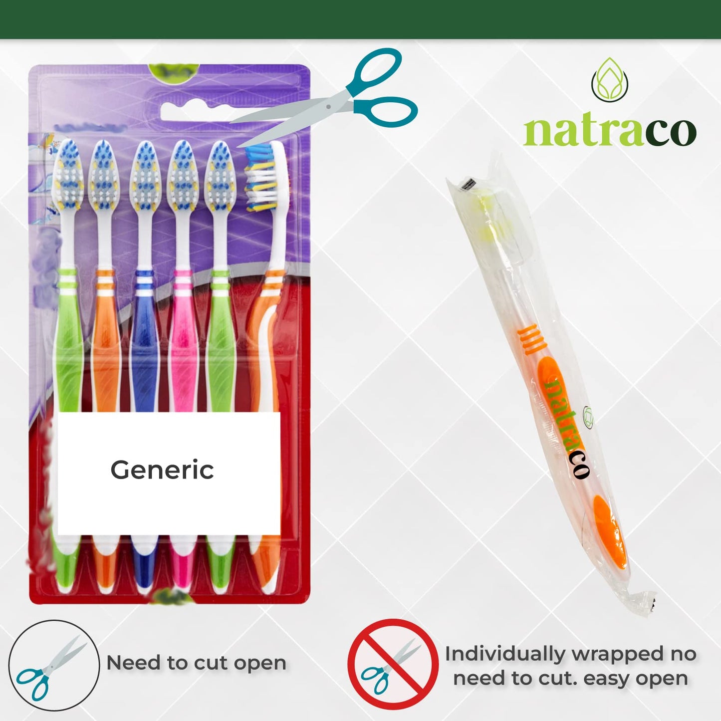 Bulk Toothbrush Pack With Covers | Premium Quality Individually Wrapped Colorful Tooth Brushes Are Perfect For Travel, Giveaways