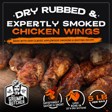 Dens Hot Dogs Gspirit-inspired flavorpy Butcher Chicken Wings Sampler, Garlic-Parmesan & Smoky Salt & Pepper, 40 OZ (Pack of 2), Golden-brown